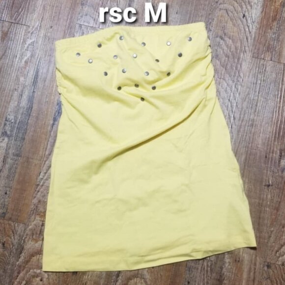 RSC Top Medium Tube-top New Yellow Metal Studs Summer Resort Activewear - Picture 1 of 6